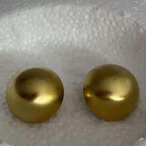 Vintage Domed Brushed Gold-Tone Clip-On Button Earrings Minimalist Fashion